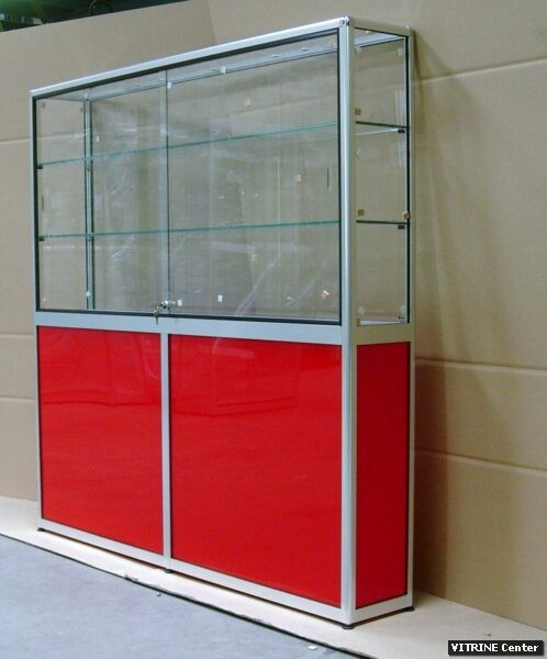 vitrine avec dessus verre et caisson