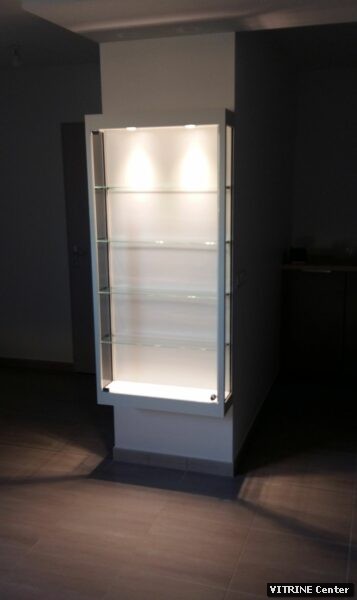 vitrine murale en aluminium avec fond melaminé et porte battante