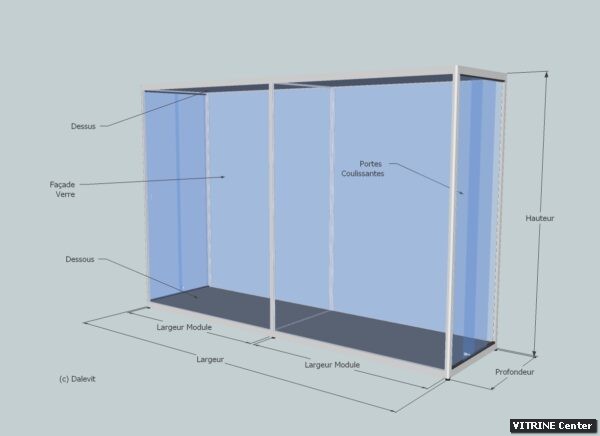 Vitrine haute 2 modules