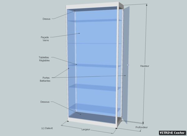 Vitrine haute portes battantes de cotés