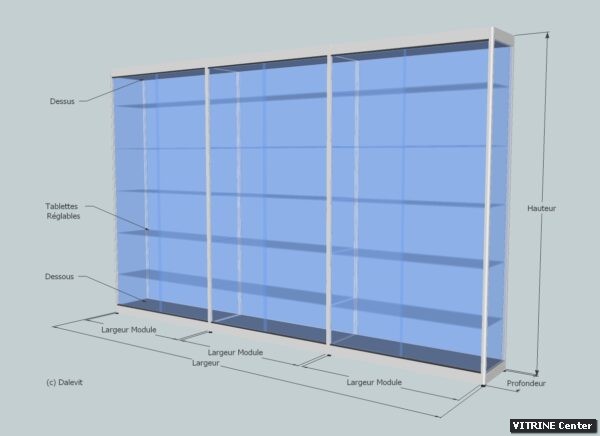 Vitrine haute 3 modules