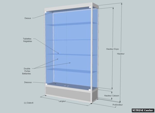 Vitrine haute doubles portes battantes