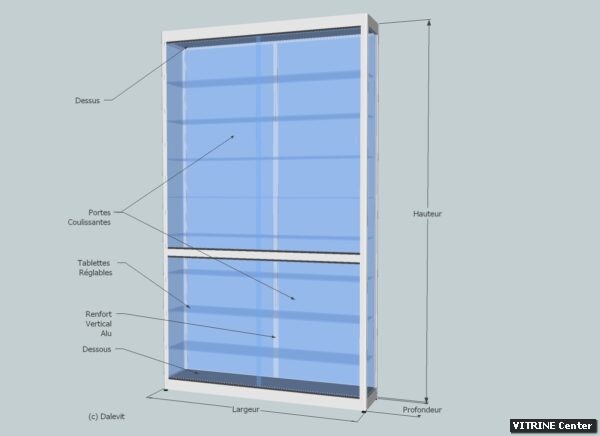 Vitrine haute composer de 2 parties expos