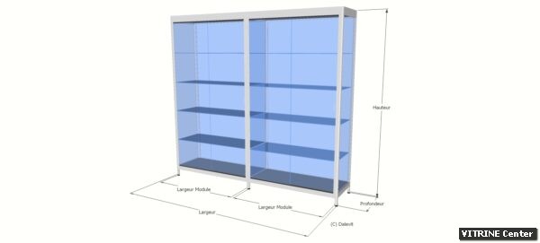 Vitrine haute 2 modules pied surelever