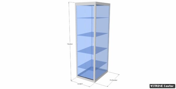 Vitrine haute avec tablettes réglables verre et montant carré