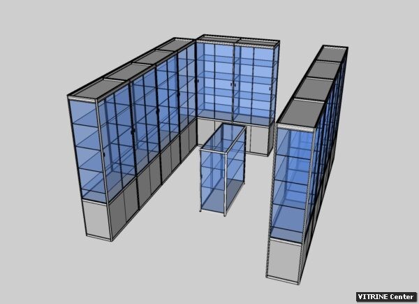 Ensemble de vitrine haute avec partie meuble