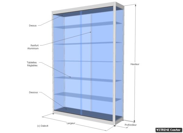 Vitrine haute en aluminium