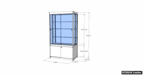 vitrine haute équipe de demi-tablettes réglables