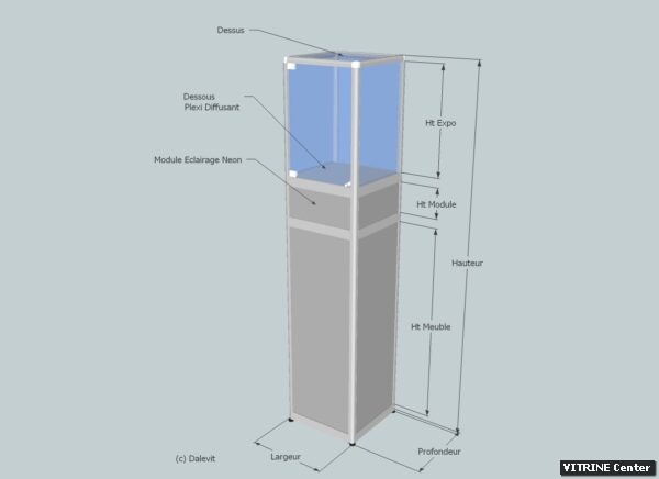 Vitrine basse équipé de 2 partie caisson et partie expo en verre
