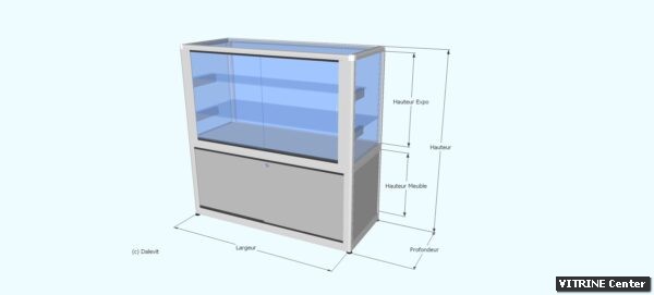 vitrine comptoir avec meuble de rangement et console tablette partie expo