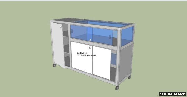 Vitrine comptoir sur roulettes module caisse a gauche