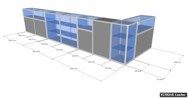 Vitrine comptoi en aluminium et mélaminé avec verin réglables