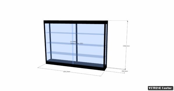 Vitrine murale équipé de patte de fixation sur le dessus et de 3 tablettes réglables verre