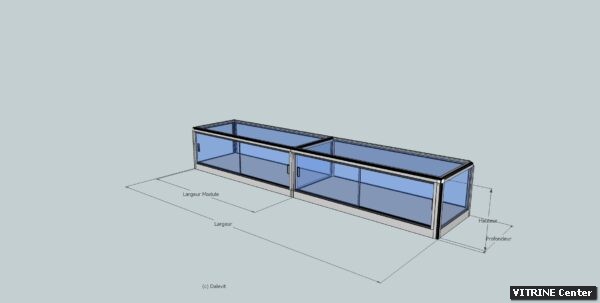 Vitrine plate 2 modules portes coulissantes verre