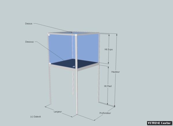 Vitrine table avec porte battante en verre