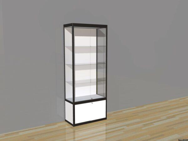 Vitrine en aluminium et verre trempé équipé de 3 tablette reglables